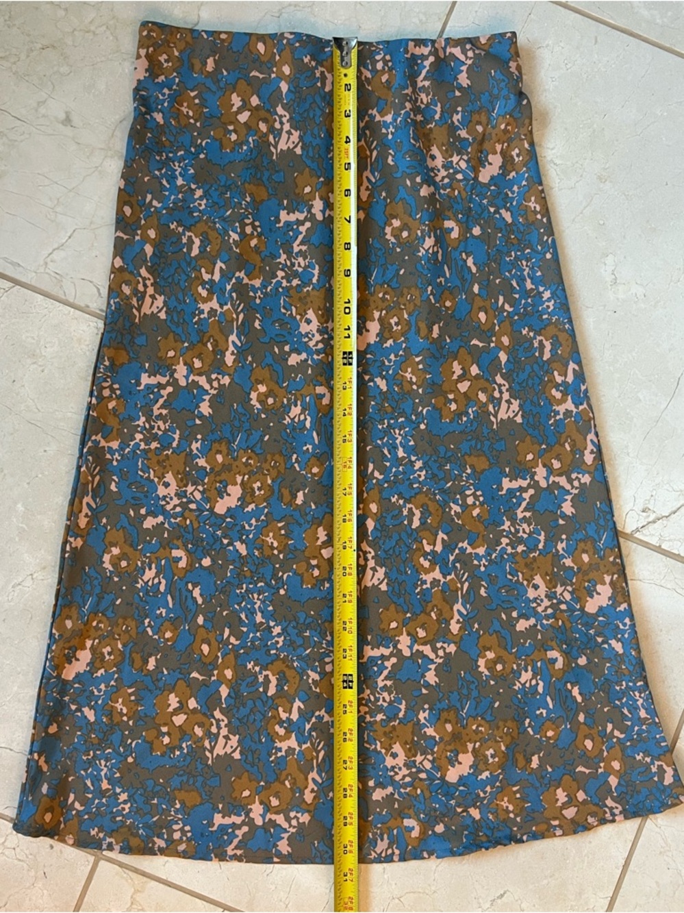 Prana “Wild at Heart” Blue Floral-Print Midi Skirt w/ Pink & Brown Accents Small - Picture 8 of 8